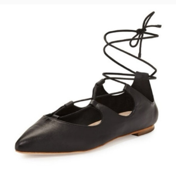 Loeffler Randall Black Pointed-Toe Flats with Lace-Up size 7 - Picture 9 of 9